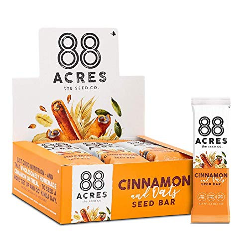  88 Acres Granola Bars | Cinnamon & Oats | Gluten Free, Nut-Free Oat and Seed Snack Bar | Vegan & Non GMO | 12 Pack