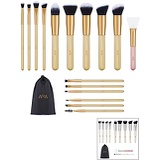 A&A Makeup Brushes Set Including Eye Shadow Brush Blending Brush Cosmetic Tools 16 PCS and 11 Pcs Rose Gold
