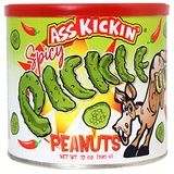 ASS KICKIN Kickin Spicy Pickle Peanuts - Perfect Premium Gourmet Spicy Hot Peanuts Snack Pack - Dry Roasted Peanuts with Spices and Peppers - Try if you Dare!