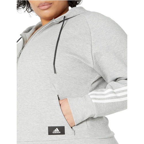 아디다스 Adidas Plus Size Fleece 3-Stripes Full Zip Hoodie