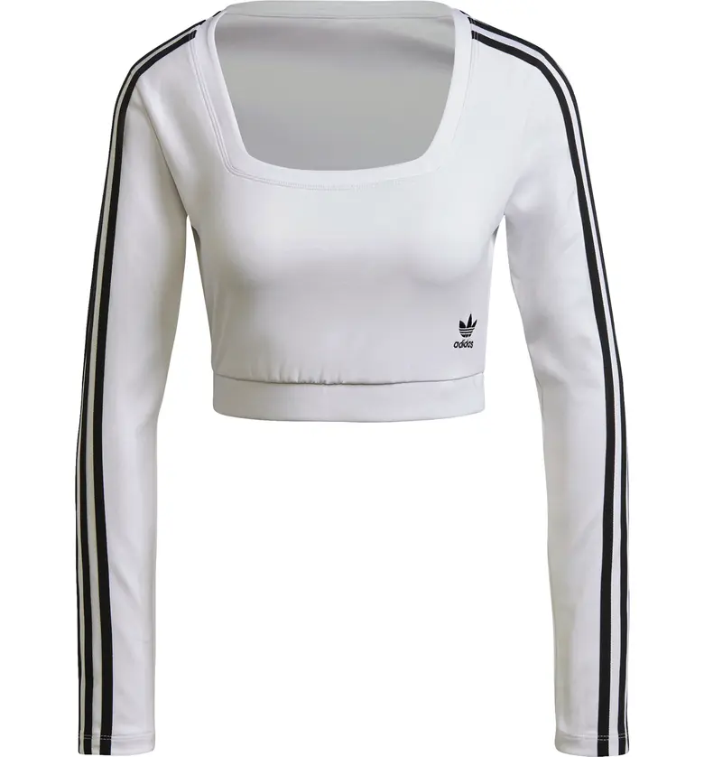아디다스 adidas Originals Crop Long Sleeve Interlock T-Shirt_WHITE