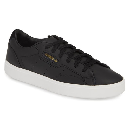 아디다스 adidas Sleek Leather Sneaker_CORE BLACK/ CRYSTAL WHITE