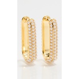 Adinas Jewels Pearl Beaded Oval Huggie Earrings