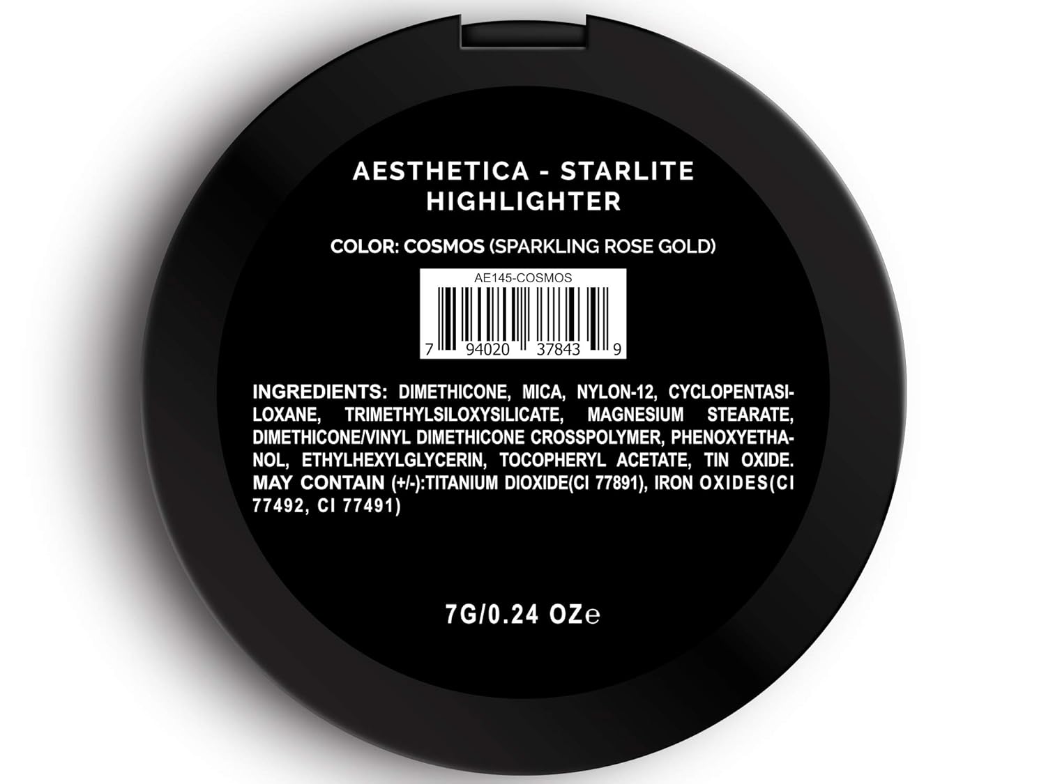  Aesthetica Starlite Highlighter - Metallic Shimmer Highlighting Makeup Powder - Cosmos (Sparkling Rose Gold)