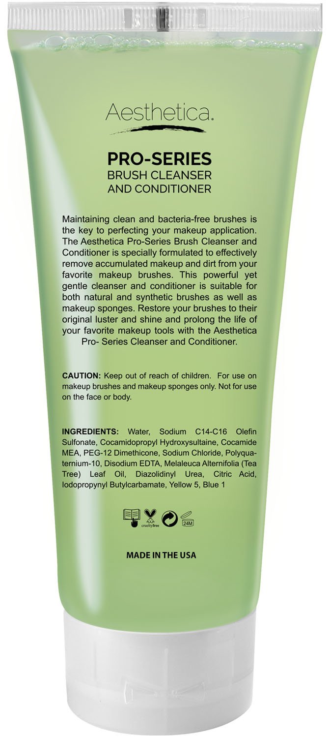 Aesthetica Makeup Brush Cleaner - Cruelty Free Make Up Brush Shampoo for any Brush, Sponge or Applicator - Made in USA - 6 oz.