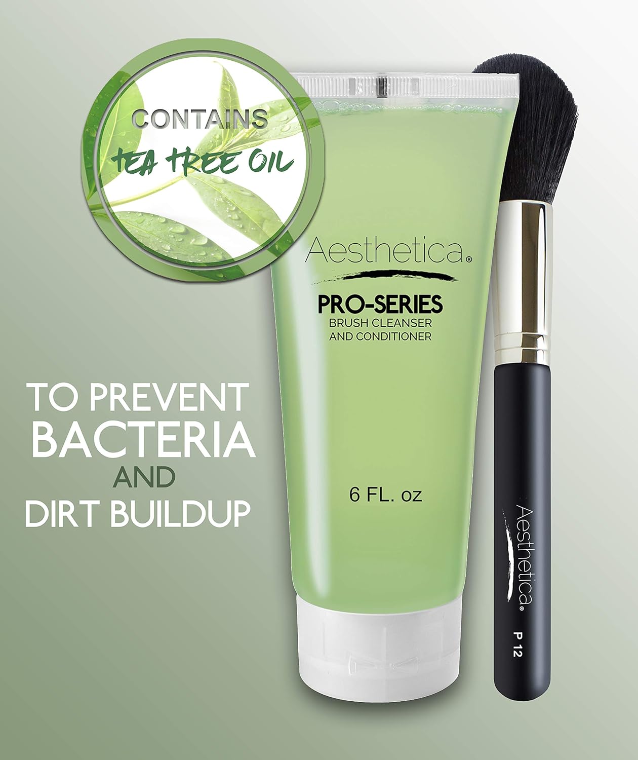  Aesthetica Makeup Brush Cleaner - Cruelty Free Make Up Brush Shampoo for any Brush, Sponge or Applicator - Made in USA - 6 oz.