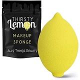 Thirsty Lemon Makeup Sponge by Ally Things Beauty | Yellow Lemon Shaped Makeup Blender for Liquid Foundation, Cream or Powder Blending - Cosmetic Applicator - Cute & Latex-Free Dai