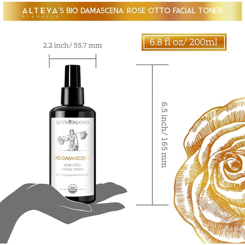  Alteya Organics USDA Organic Bio Damascena Rose Otto Facial Toner - with Organic Bulgarian Rosa Damascena Oil and Bulgarian Rose Water