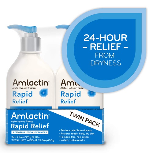  AmLactin Rapid Relief Restoring Lotion + Ceramides Twin Pack, (2) 7.9 Ounce Bottles, Paraben Free (0781712890)