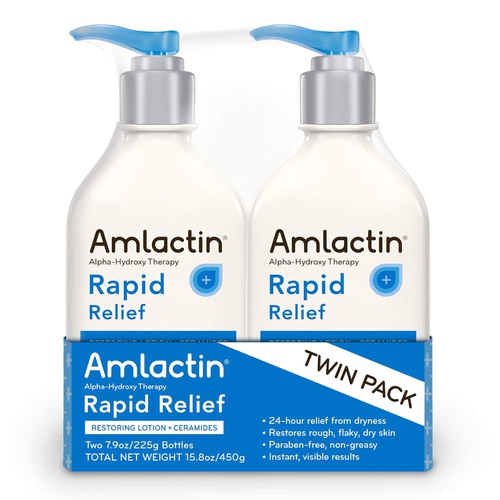  AmLactin Rapid Relief Restoring Lotion + Ceramides Twin Pack, (2) 7.9 Ounce Bottles, Paraben Free (0781712890)