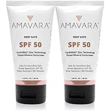 Amavara Mineral Sunscreen  Tinted Zinc Oxide, Reef Safe, Water-Resistent, Broad Spectrum Daily SPF 50, Squeeze Tube, 1.65 fl.oz (2-count)