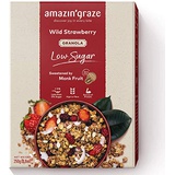 Amazin Graze Low Sugar Wild Strawberry Granola 250g (8.8oz) Healthy Breakfast Cereal Snack Rolled Oats with Cranberries, Chia Seeds, Melon Seeds, Coconut Chips & Monk Fruits 100% N