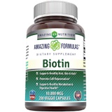 Amazing Nutrition Amazing Formulas Biotin Supplement 10000 mcg (Non-GMO, Gluten Free) - Supports Healthy Hair, Skin & Nails - Promotes Cell Rejuvenation (Veggie Capsules, 200 Count)