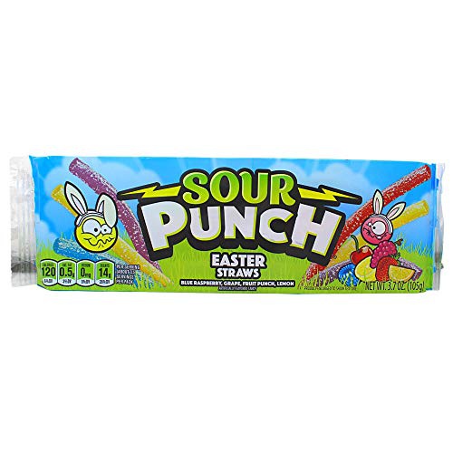  American Licorice Sour Punch Easter Straws, Fruit Flavored Candy Basket Stuffers or Egg Hunt Treats, 3.7 Ounces