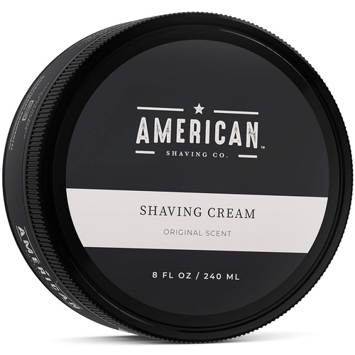  American Shaving Co. American Shaving Shaving Cream For Men (8oz) - Original Masculine Scent - Premium Natural Lathering Wet Shave Soap - Best Mens Shave Cream For Sensitive Skin - Leaves Skin Irritati