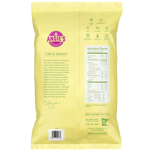  Angie’s BOOMCHICKAPOP Sea Salt Popcorn, 4.8 oz Bag, Pack of 12