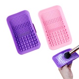 2 Pack Silicone Makeup Brush Cleaning Mat, Angzhili Makeup Brush Cleaner, Portable Makeup Brush Cleaner Pad, Cosmetic Brush Washing Tool(Pink+Purple)