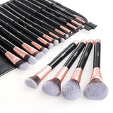 Makeup Brushes, Anjou 16pcs Makeup Brush Set, Premium Cosmetic Brushes for Foundation Blending Blush Concealer Eye Shadow, Cruelty-Free Synthetic Fiber Bristles, PU Leather Roll Cl