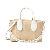 Anne Klein Top-Handle Straw Satchel with Resin Chain