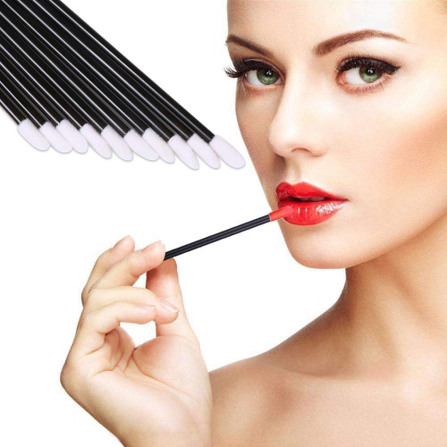  Aooba Disposable Lip Brushes Lipstick Gloss Wands Applicator Makeup Tool Kits(Black) (300 Pieces)