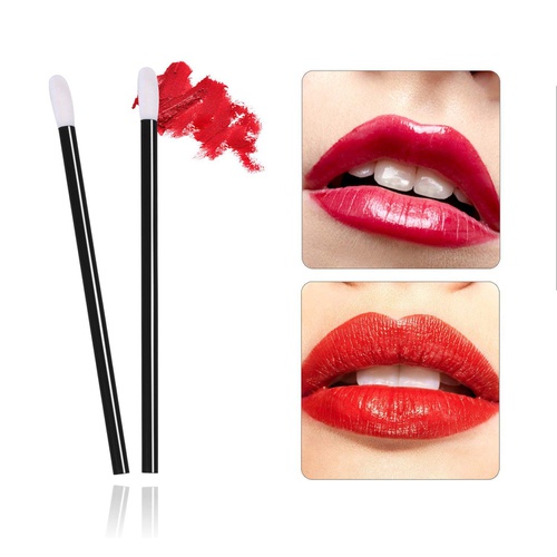  Aooba Disposable Lip Brushes Lipstick Gloss Wands Applicator Makeup Tool Kits(Black) (300 Pieces)