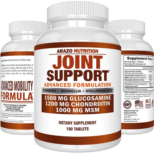  Glucosamine Chondroitin Turmeric Msm Boswellia - Joint Support Supplement for Relief 180 Tablets - Arazo Nutrition