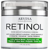Arvesa Anti Aging Retinol Moisturizer Cream for Face, Neck & Decollete - Made in Usa - Wrinkle Cream for Women and Men with Hyaluronic Acid and Active Retinol 2.5% - Day and Night - Resul