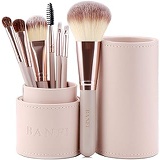 BANFI 7PCS Makeup Brushes Set,Travel Brushes Set With Case,PremiumSynthetic Hair Concealer Blush Foundation Powder Eyeshadow Brushes For Beginner Cosmetic Tool Kit (Pink)