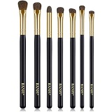 BANFI Eyeshadow Brushes Set,7 PCS Pure Pony Hair Eyes Makeup Brush Set,Pencil Smudge Blending Brush With PU Bag Travel Cosmetic Tool Kit (Black)