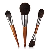 BMMYE 3pcs Face Makeup Brushes Set for Women Wood Handle Professional Premium Synthetic Make Up Power Contour Highlight Blush Brush Kit for Girls Cosmetics