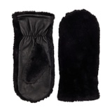Badgley Mischka Leather Mitten with Faux Fur Trim