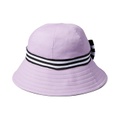 Badgley Mischka Canvas Bucket Hat with Striped Ribbon and Bow