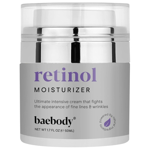  Baebody Retinol Moisturizer Cream for Face, Neck and Decolletage with Wrinkle and Acne Fighting Retinol, Jojoba Oil and Vitamin E, 1.7 Ounces