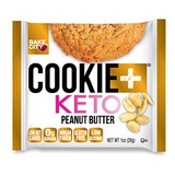 Bake City Cookie Plus Keto | 1oz Peanut Butter Cookies (12 pack), Gluten Free, 0g Sugar, Only 1.5g Net Carbs, Good Fats, 5g Protein, Kosher, No Artificial Flavors