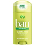Ban Original Unscented 24-hour Invisible Antiperspirant, 2.6oz Solid Deodorant, Underarm Wetness Protection, with Odor-fighting Ingredients