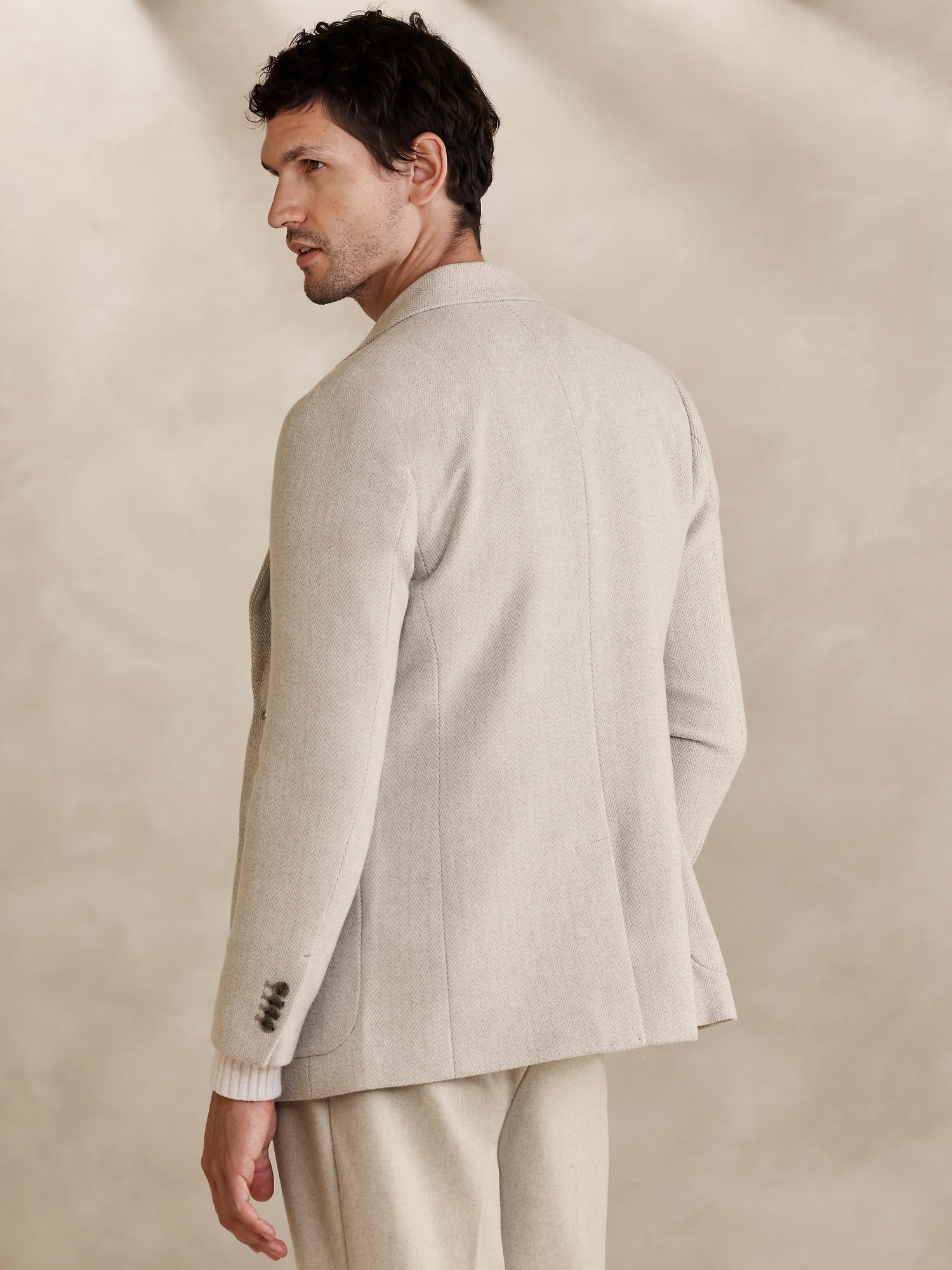 바나나리퍼블릭 Tailored-Fit Tweed Herringbone Blazer