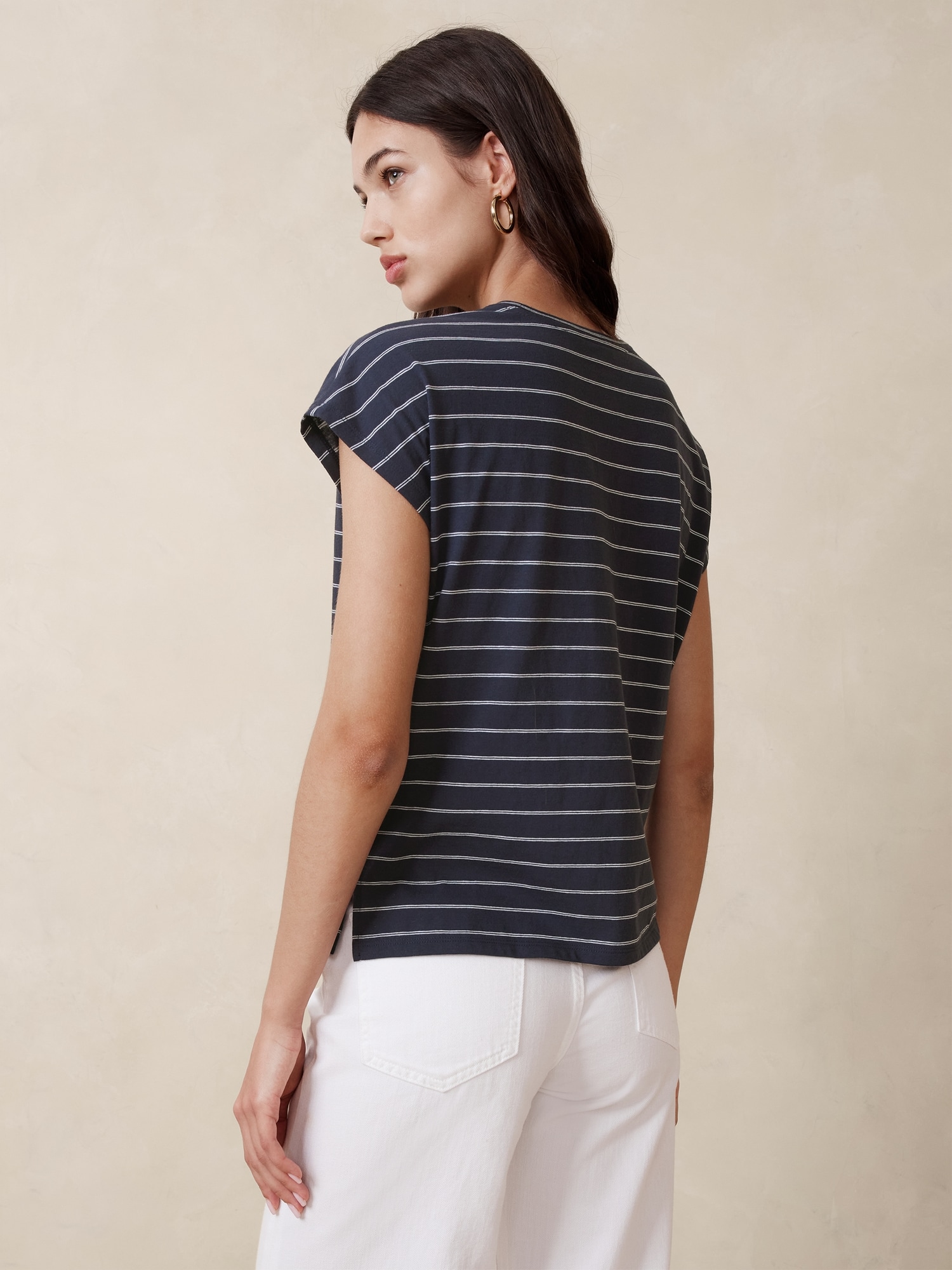 바나나리퍼블릭 Striped Dolman-Sleeve T-Shirt