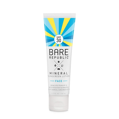  Bare Republic Mineral Face Sunscreen Lotion. Lightweight, Unscented and Water-Resistant Face Moisturizer, 1.7 Ounces.