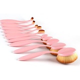 BeautyCoco Oval Toothbrush Makeup Brush Set Foundation Brushes Contour Powder Blush Conceler Brush Makeup Cosmetic Tool Set Rose Gold with Gift Box (Pink)