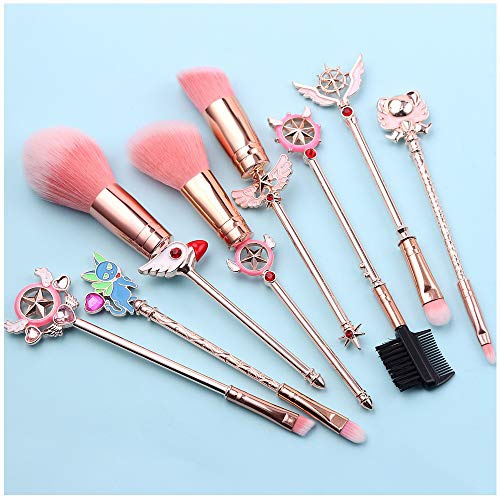  BestM Makeup Brushes Set Magic Sailor Moon/Sakura Cosmetic Makeup Tool Kit Set of 8 Pink Drawstring Bag Included (Sakura)