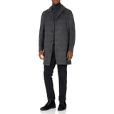 Billy Reid Mens Cashmere Single Breasted Walking Coat with Leather Details