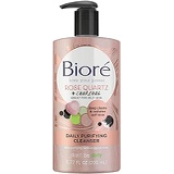 Biore Rose Quartz + Charcoal Daily Face Wash, Oil Free Facial Cleanser Energizes Skin, Dermatologist Tested and Cruelty Free, 6.77 Ounces
