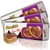 Biscolata Love Bite Chocolate Cookies with Cream Snacks Heart Shaped Cookies (Raspberry Pack of 3)