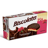 Biscolata Pia Cookies Fruit Filling  12 Pack Snacks Soft Baked Cookies (Raspberry)