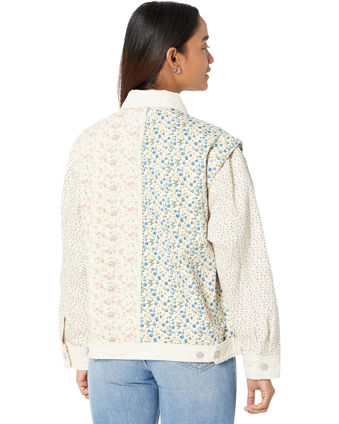  Blank NYC Floral Patchwork Trucker Jacket