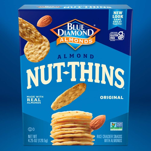  Blue Diamond Almonds Nut Thins Cracker Snacks, Original, 4.25-Ounce Boxes (Pack of 12)
