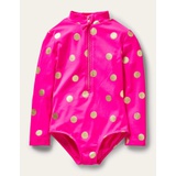 Boden Long-sleeved Swimsuit - Fuchsia Pink Foil Spot
