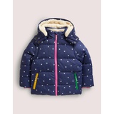 Boden Navy Star Print Hooded Puffer Jacket - College Navy Confetti Star