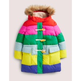Boden Rainbow Fleece-Lined Hooded Puffer Jacket - Multi Rainbow