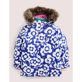 Boden Blue Floral Hooded Waterproof Jacket - Ivory/Bluing Blue Floral